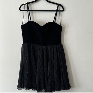 NEW Zara Velvet Corset Top Pleated Dotted Mesh Skirt Dress 4786/285